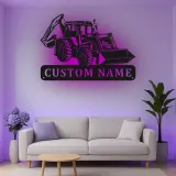 Personalisierte LED-beleuchtete Wandkunst für Baggerlader – Geschenk für Bauenthusiasten, Garage oder Bürodeko