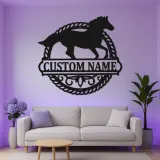 Enseigne LED cheval personnalisée | Décoration murale équestre en métal sur mesure | Déco de box, écurie et ranch | Cadeau pour les amoureux des chevaux