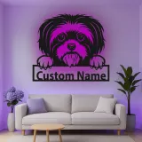 Décoration murale en métal LED personnalisée Shih Tzu - Cadeau pour maman chien - Décor pour salon