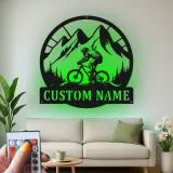 Custom Mountain Biker Sign | LED Metal Wall Art | Personalized Cyclist Gift for Outdoor Lover | Trail Rider Decor