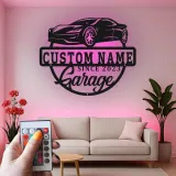 Cartel de metal LED personalizado para garaje de coches deportivos, regalo para entusiastas de los coches, decoración de man cave