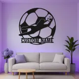 Letrero metálico personalizado de portero | Arte mural LED de fútbol | Decoración con nombre a medida para habitación del jugador | Regalo para aficionados al deporte