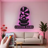 Personalisierte Vintage Phonograph LED Licht Metall-Wandkunst Geschenk für Musikliebhaber, Retro-Wohnzimmer-Dekor