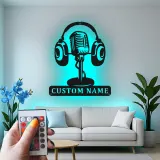 Individuelles Vintage-Mikrofon LED-Schild | Metall-Wandkunst für Musikstudio Dekor | Personalisierte Geschenke für Musiker & Musikliebhaber