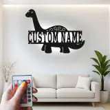 Décoration murale en métal personnalisée avec éclairage LED dinosaure pour la chambre d'enfants, cadeau unique pour les amateurs de dinosaures