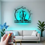 Rhinoceros LED Metal Wall Art | Custom Name Safari Sign | Modern Wildlife Decor for Home & Office