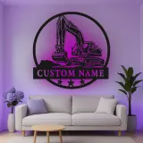 Insegna in metallo LED personalizzata per escavatore - Regalo per lui, decorazione per ufficio o garage 1
