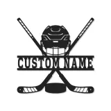 Enseigne personnalisée de hockey | Décoration murale LED en métal | Déco personnalisée pour joueur, salle de jeux | Cadeau fan de sport