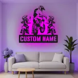 Insegna in metallo personalizzata Motocross Family con LED per appassionati di moto da cross, regalo per garage o man cave