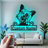 Custom Papillon Dog Led Light Metal Wall Art Personalized Pet Parent Gift Living Room or Bedroom Decor