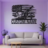 LED-Schild Black Hawk Helicopter | Personalisiertes Metallschild | Militärische Dekoration für Piloten | Patriotisches Geschenk für die Luftfahrt