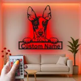 Décoration murale en métal personnalisée avec Doberman Pinscher et rétroéclairage LED - Cadeau pour les amoureux des chiens