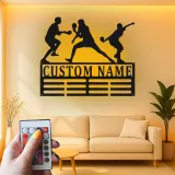 Supporto per medaglie da tennis da tavolo personalizzato | Arte murale in metallo LED Ping Pong | Insegna di esposizione personalizzata | Decorazione per sala giochi e regalo per giocatori