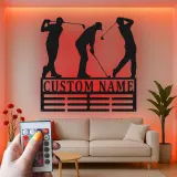 Enseigne de golf personnalisée avec LED | Décoration murale en métal sur mesure pour man cave | Plaque prénom golfeur | Cadeau pour lui