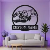 Insegna in metallo LED personalizzata con aragosta | Decorazione per cucina costiera personalizzata | Arte murale per casa al mare e regalo per pescatori