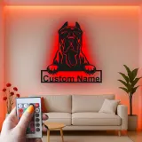 Custom Cane Corso Led Light Metal Wall Art Personalized Dog Lover Gift Living Room Pet Decor