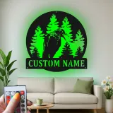 Décoration murale en métal personnalisée avec forêt de corbeaux et rétroéclairage LED, cadeau pour les amoureux de la nature, décoration rustique pour cabane