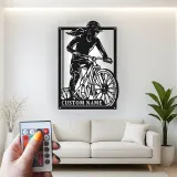 Custom Cyclist Led Light Metal Wall Art Personalized Gift for Biking Enthusiasts Garage or Man Cave Decor