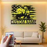 Personalisierte Elchfamilie Metall-Schild | Rustikale LED-Wandkunst für Kabine & Lodge | Individuelle Namens Berg-Deko