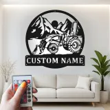 Insegna in metallo LED personalizzata a forma di trattore - Regalo per agricoltori - Decorazione rustica per la casa