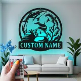 Custom Dolphin Led Light Metal Wall Art Personalized Ocean Lover Gift Nautical Decor for Beach House