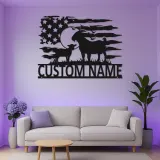 Personalisierte Ziegen-Metalltafel mit LED | Rustikale Landhaus-Wandkunst | Personalisierte patriotische Dekoration für Ranch & Zuhause