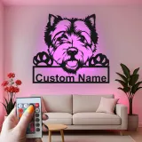 Cartel de metal personalizado con luz LED de perro Terrier, regalo para padres de mascotas, decoración para salón o entrada 1
