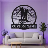 Insegna in metallo da pesca su misura | Arte murale LED personalizzata per casa al lago e baita | Regalo per pescatore