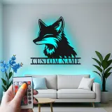 Custom Fox Metal Wall Art | Personalized LED Name Sign for Nursery or Living Room | Animal Lover Gift