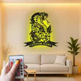 Insegna in metallo personalizzata Cobra e Rose con luce LED Regalo unico per lui Decorazione per Game Room o Man Cave