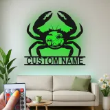 Custom Crab Beach Scene Led Light Metal Wall Art Coastal Gift for Beach Lovers Nautical Decor for Living Room