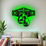 Insegna in metallo personalizzata con cintura di campione di boxe e luce LED regalo unico per pugili decorazione per palestra o man cave