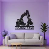 Custom Excavator Metal Sign | LED Light Wall Art | Construction Decor | Gift for Equipment Operator | Personalized Garage Sign