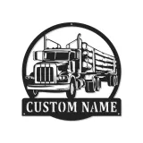Custom Logging Truck Metal Sign | Personalized LED Wall Art for Truckers | Rustic Cabin & Garage Decor | Gift for Loggers