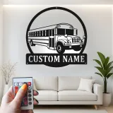 Custom School Bus LED Sign | Personalized Metal Wall Art | Bus Driver Gift for Garage or Classroom Decor