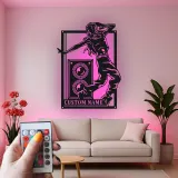 Custom Dancer and Speaker Led Light Metal Wall Art Personalized Music Lover Gift Bedroom or Studio Decor