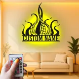 Kraken Octopus LED Metal Sign | Custom Nautical Wall Art | Personalized Tentacles Decor for Business & Ocean Lovers