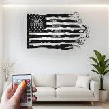 Insegna personalizzata per garage con LED | Arte murale in metallo con attrezzi personalizzata | Decorazione officina patriottica | Regalo per papà
