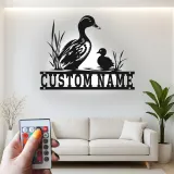 Custom Duck Family Led Light Metal Wall Art Personalized Nature Lover Gift Bedroom or Nursery Decor