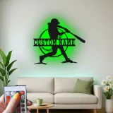 Insegna in metallo personalizzata per giocatore di softball con luce LED regalo per atleti decorazione per sala giochi sportiva 1