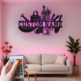 Cartel de jardín personalizado con luces LED | Decoración mural de metal personalizada | Decoración exterior para patio | Regalo para jardineros