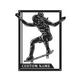 Décoration murale en métal personnalisée avec skateboard LED - Cadeau pour passionnés de skateboard et décoration de chambre d'adolescent