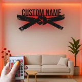 Décoration murale LED d'arts martiaux | Panneau en métal ceinture noire personnalisé pour décor de dojo et studio | Cadeau pour instructeur de Karate