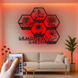 Grandma's Garden Custom Sign | Personalized LED Metal Wall Art | Floral Family Name Decor | Gift for Grandma