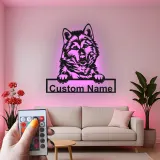 Custom Husky Led Light Metal Wall Art Personalized Dog Lover Gift Living Room Pet Decor 1