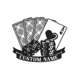Personalized Poker LED Sign | Metal Game Room Decor | Custom Casino & Dice Wall Art | Gambling Gift for Him