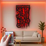 Insegna in metallo LED personalizzata per ciclisti con BMX Rider - Regalo per ciclisti, decorazione per garage o camera da letto