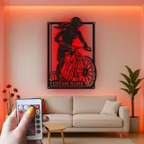 Custom Cyclist Led Light Metal Wall Art Personalized Gift for Biking Enthusiasts Garage or Man Cave Decor