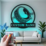 Cartel de metal LED de batería Regalo para músico con nombre personalizado Decoración de sala de música