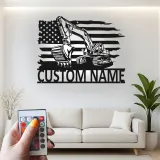 Custom Excavator Led Light Metal Wall Art Construction Worker Gift Man Cave Decor